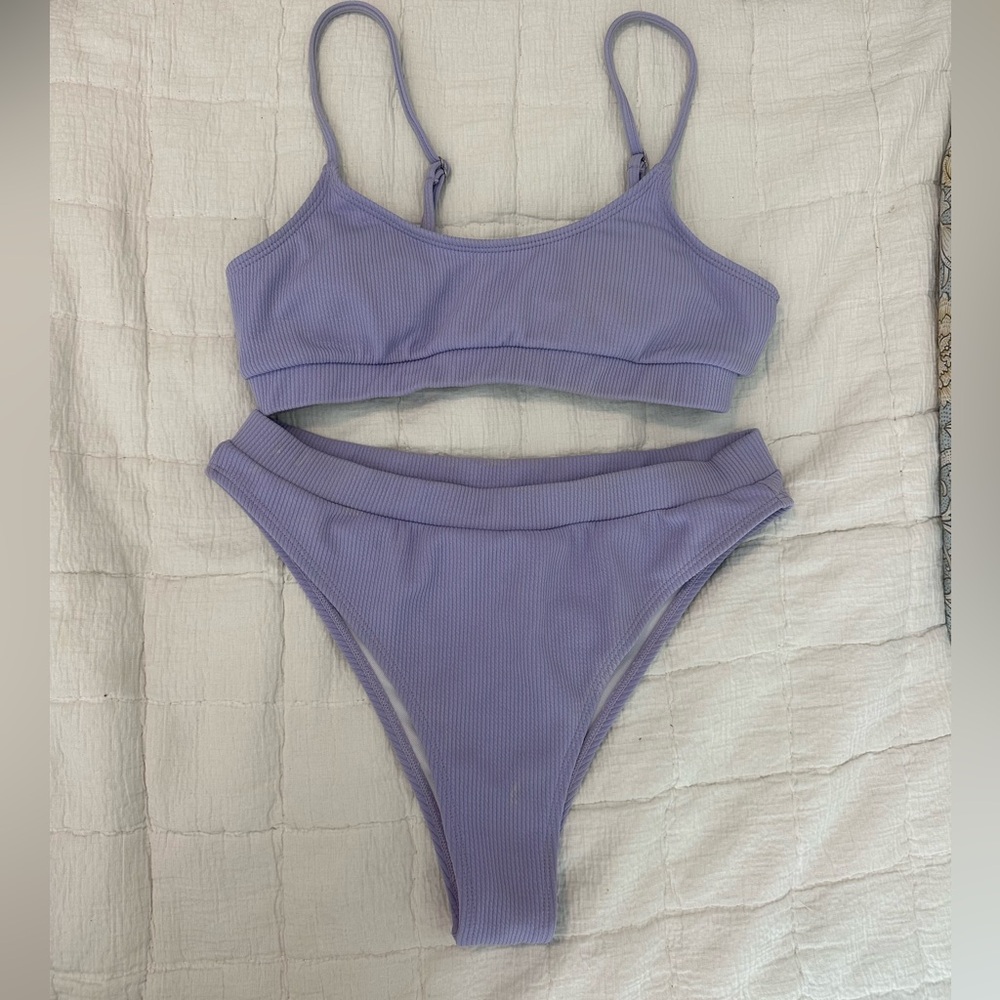 Lavender Ribbed Bikini Set